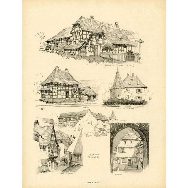 Original antique lithograph from a 1920s folio of the architecture of rural France. Based on illustrations by Samuel...