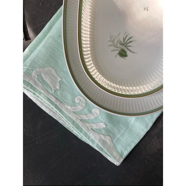 Ceramic Early 19th Century Danish Oval Serving Plates by Thorkild Olsen Royal Copenhagen Porcelain in Green Melodi - a Pair For Sale - Image 7 of 10