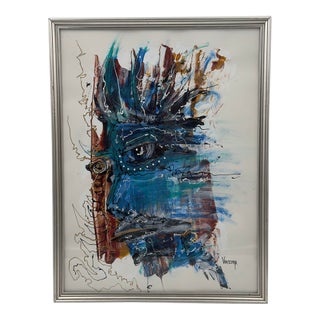 Jeffrey Virzera Signed Original Contemporary Abstract Portrait For Sale
