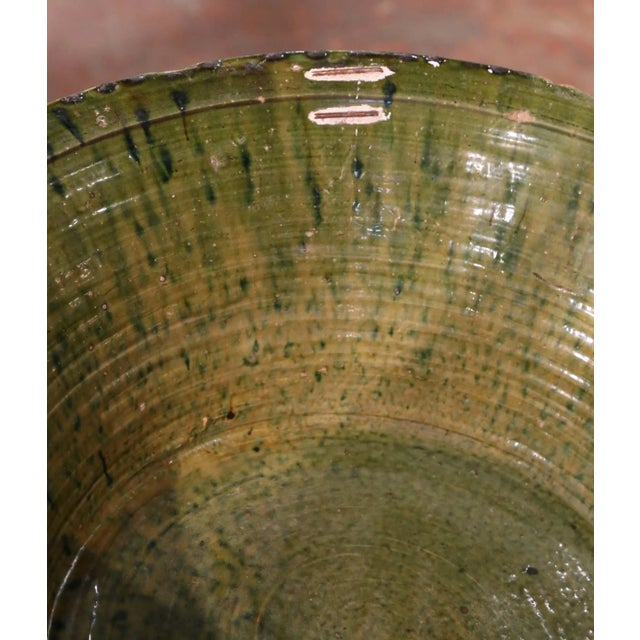 Ceramic 18th Century French Green Glazed Terracotta "Tian" Bowl From Provence For Sale - Image 7 of 9