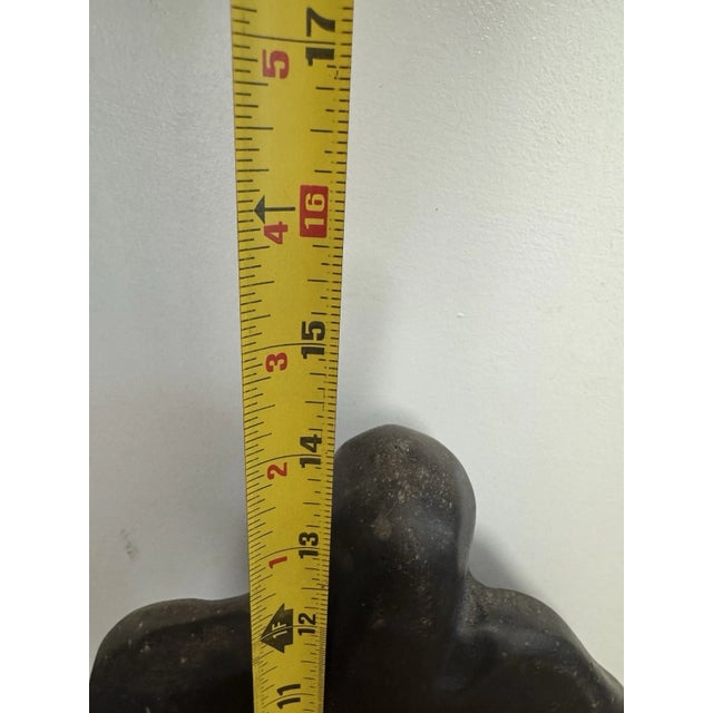 Vintage Abstract Thinking Man Sculpture Figurine Modernist Black Art Decor For Sale - Image 10 of 11