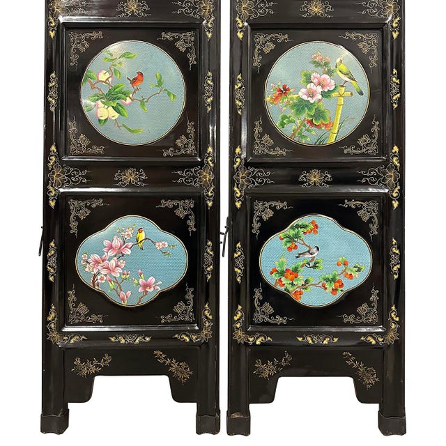 Early 20th Century Chinese Folding Screen/Room Divider With Cloisonne Panels For Sale - Image 13 of 18