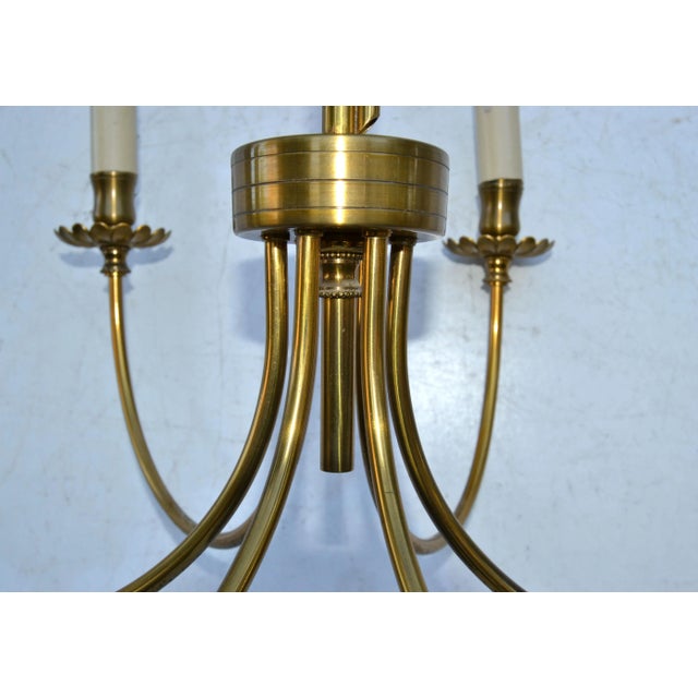 Maison Charles Style Feuilles Gold Leaf & Brass 6-Light Chandelier France 1960 For Sale - Image 10 of 13