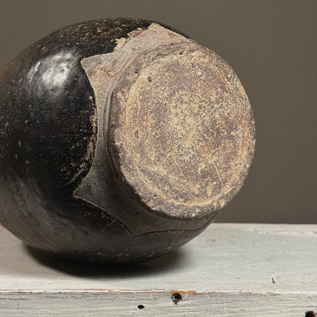 Antique 18th Century Folk Art Khmer Stoneware Glazed Handled Jar (Cambodia) For Sale - Image 10 of 10