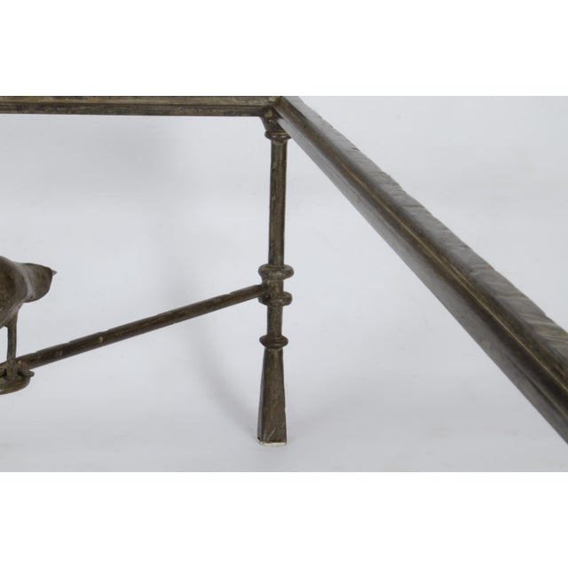 1940s Giacometti-Style Expressionist Iron Square Coffee Table With Birds, France For Sale - Image 9 of 10