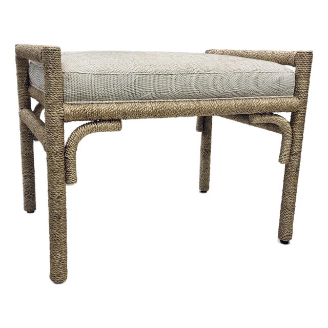 Currey & Company Natural Rope Olisa Ottoman For Sale