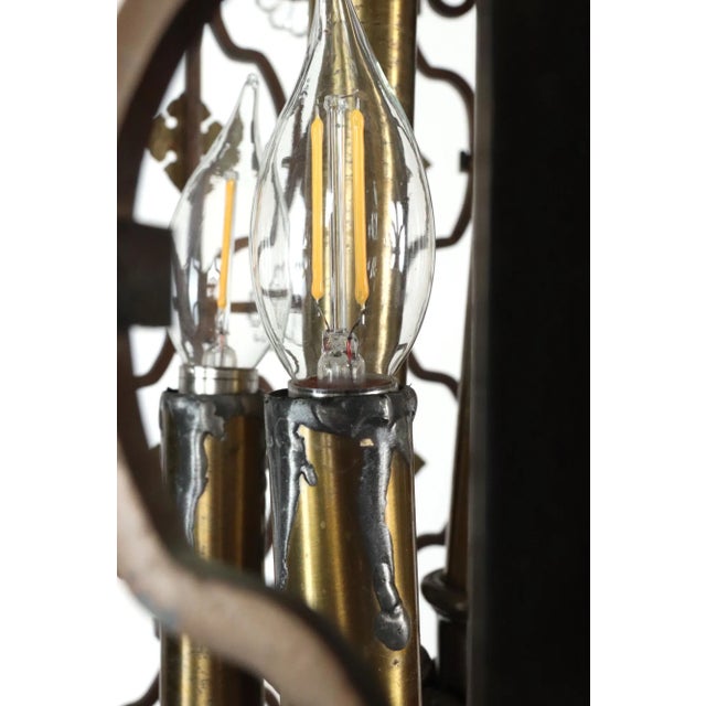 Early 20th Century Wrought Bronze Spanish Revival Pendant Light For Sale - Image 12 of 12
