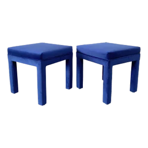 1980s Milo Baughman Style Parsons Stools in Royal Blue - Set of 2