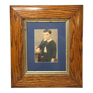 Antique Framed Watercolor Portrait of Young Boy For Sale