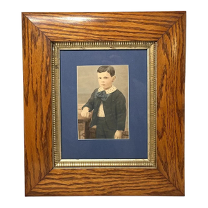 Antique Framed Watercolor Portrait of Young Boy