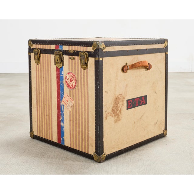 Art Deco Louis Vuitton Style Steamer Hat Trunk by Crouch & Fitzgerald For Sale - Image 3 of 18