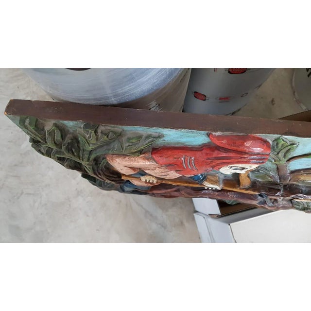 Polychrome Pine Wood Carved Wall Sculpture For Sale - Image 4 of 6
