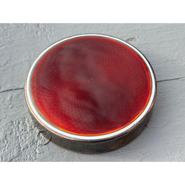 19th C. Red Guilloche Enamel, Sterling and Crystal Vessels - Set of Three For Sale - Image 13 of 13