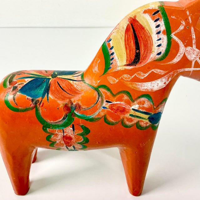 Wood 1950s Vintage Gustavia Boho Chic Swedish Hand-Carved Wood Dala Horse For Sale - Image 7 of 12