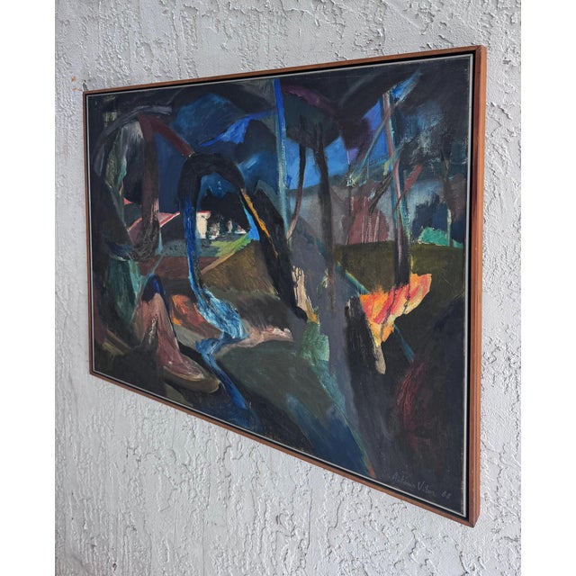 Abstract Vintage Abstract Oil Painting by Brazilian Artist Antonio Vitor, 1987 For Sale - Image 3 of 10