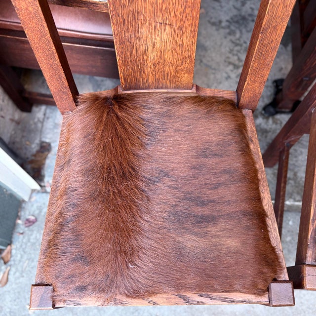 Chestnut 1920s Mission Oak Craftsman Set of 5 Dining Chairs For Sale - Image 8 of 10
