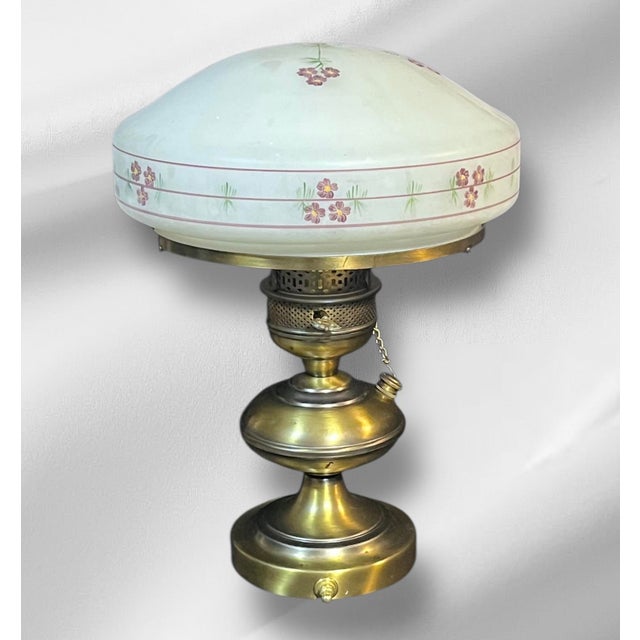 Metal 1920s Brass Table Lamp With Dome Shade For Sale - Image 7 of 9