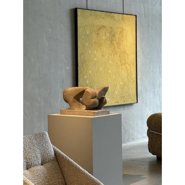 An Abstract recumbent Stone Sculpture by Aba Carrasquer, circa 1980-90. from a collection of remaining studio works by the...