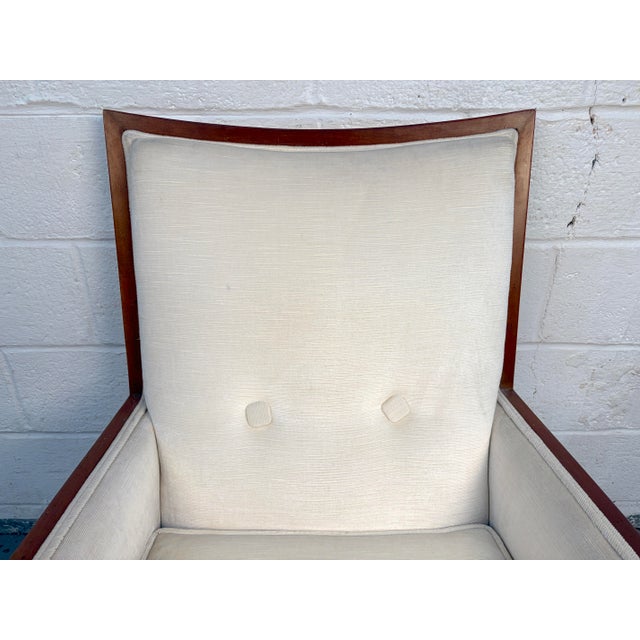 Mid-Century Upholstered Lounge Chair and Ottoman For Sale - Image 10 of 16