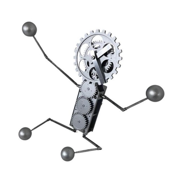 Gray Vintage Little Man-Shaped Desk or Wall Clock with Exposed Gears & Extendable Arms and Legs, 1980s-1990s For Sale - Image 8 of 8