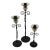 ( Set of 3 ) Rustic Wrought Iron Candlesticks With Glass Blooms For Sale
