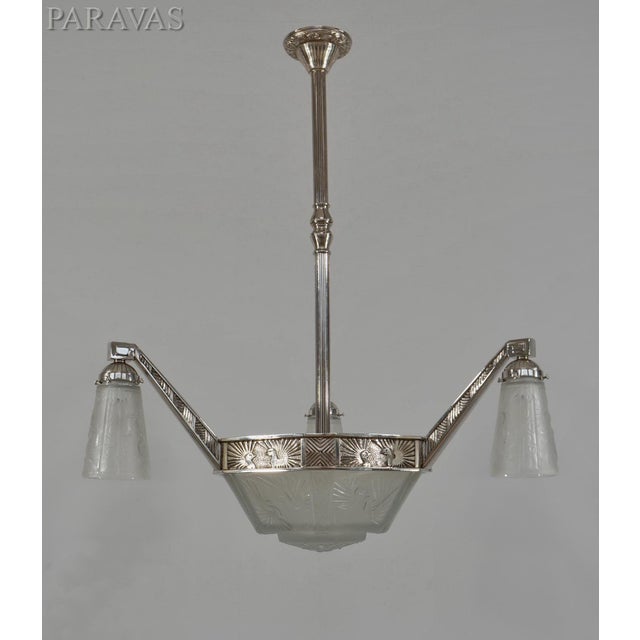 Muller Frères French Art Deco Chandelier by Ravaud & Muller Freres 1930 France For Sale - Image 4 of 15
