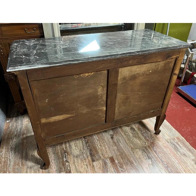 Brown Antique Louis XV Baroque Commode in Walnut, 1850s For Sale - Image 8 of 9