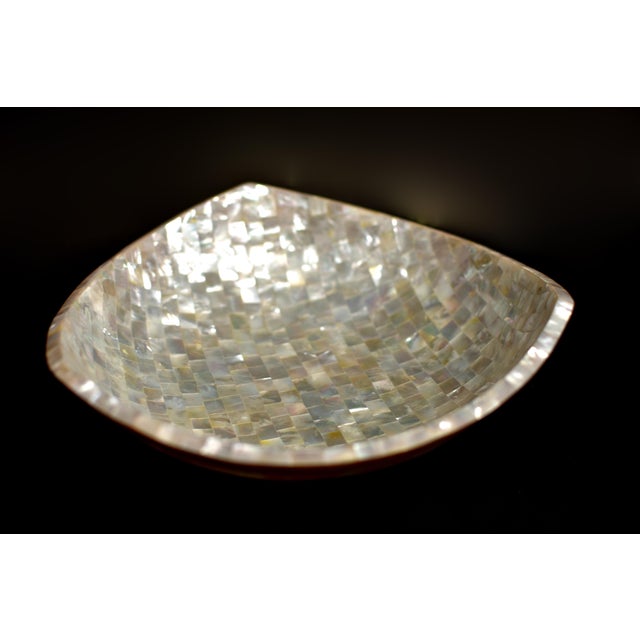 Mother of Pearl Bowl Dish Hand Crafted Teardrop 8" For Sale - Image 4 of 7