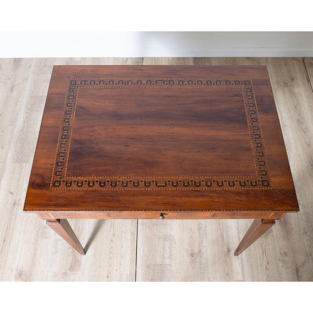 A very elegant walnut table/desk with a central drawer For Sale In Atlanta - Image 6 of 11