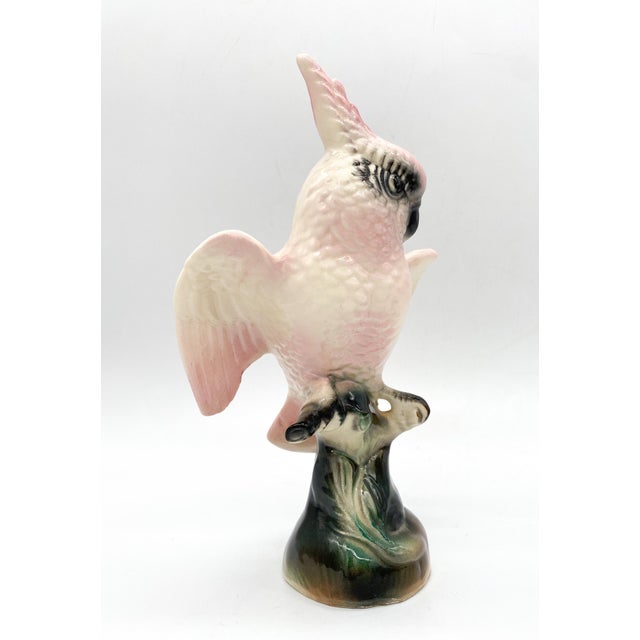 Mid Century Pink Cockatoo Parrot Tropical Bird Figurines a Pair