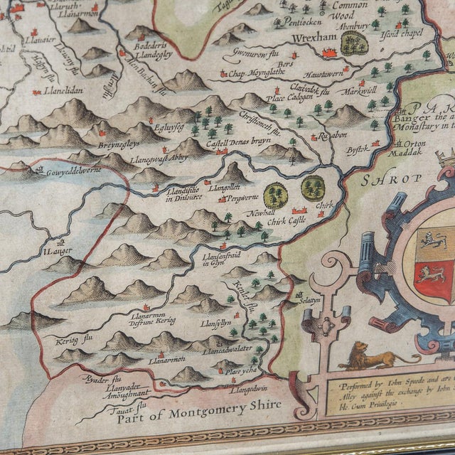Wood 17th Century Map of Denbighshire by John Speed, 1610s For Sale - Image 7 of 18