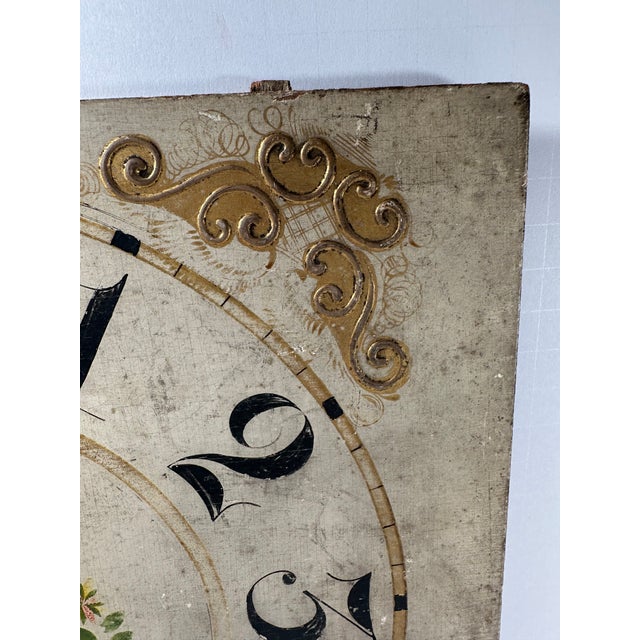 Early 19th Century Early 19th Century American Folk Art Hand-Painted Wooden Clock Dial - Circa 1820. For Sale - Image 5 of 6