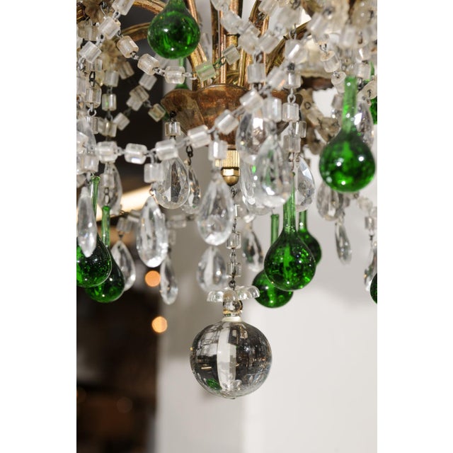 Petite 1930s Italian Emerald Green & Beaded Crystal For Sale - Image 10 of 11