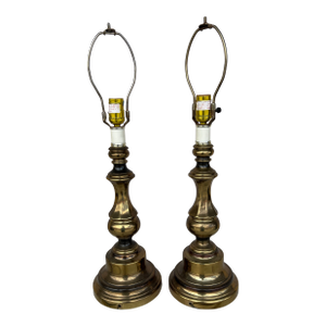 1960s Stiffel Style Brass Table Lamps - Pair