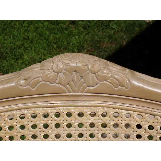 Vintage Pair Harris Marcus Italian Double Cane Arm Chairs Carved Accent Chairs For Sale - Image 15 of 18