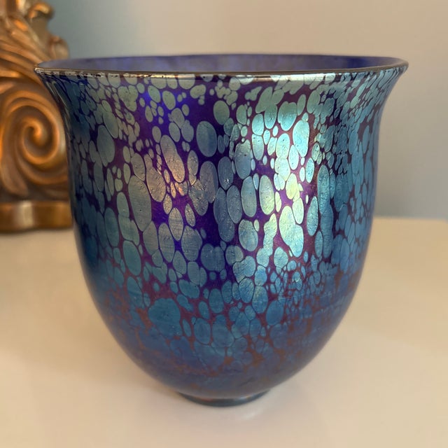 Art Nouveau 1900s Loetz Indigo Cobalt Bohemian Art Glass For Sale - Image 3 of 6