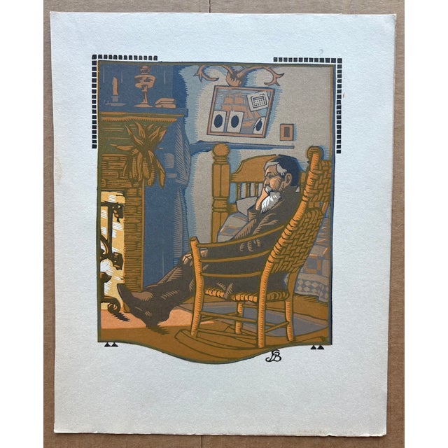 Up for sale is this original Gustave Baumann color woodcut print, a plate from James Whitcomb Riley's book of poetry, "All...