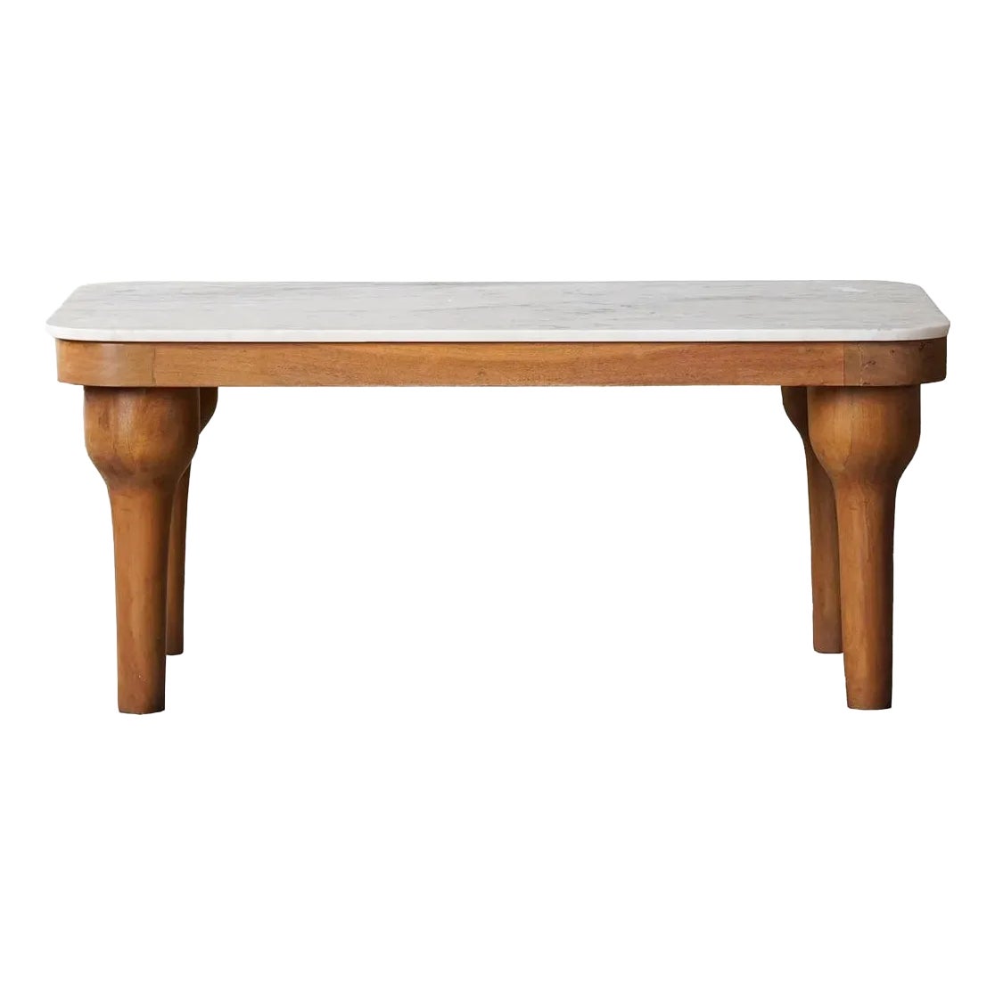 Matthew Izzo Home Mango Wood and Marble Coffee Table | Chairish