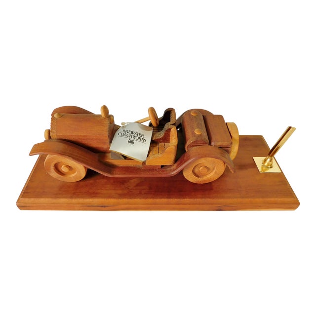 Brewster Coachworks Handcrafted Wood Vintage Antique Car Pen Holder Desk Set For Sale