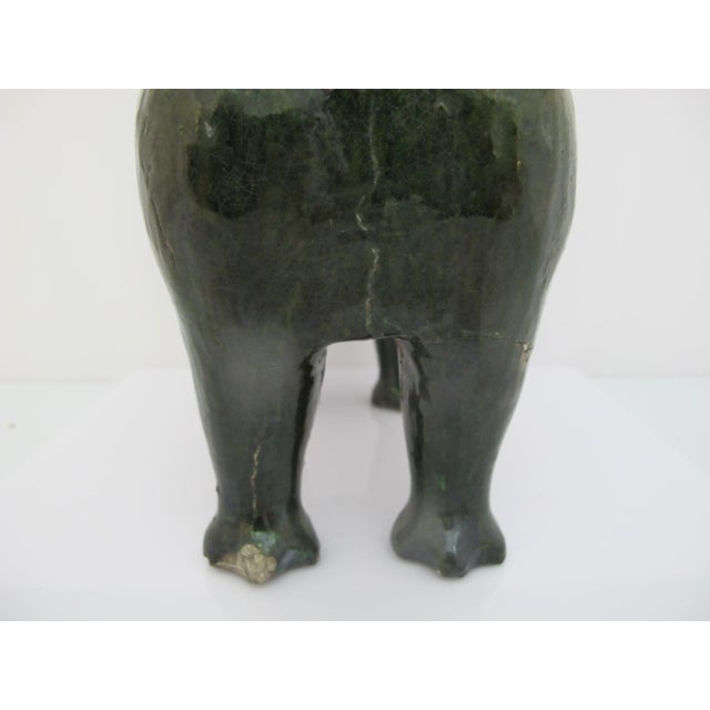 Green Chinese Green Glazed Dog Han Style Pottery Tomb Guardian Sculpture For Sale - Image 8 of 13