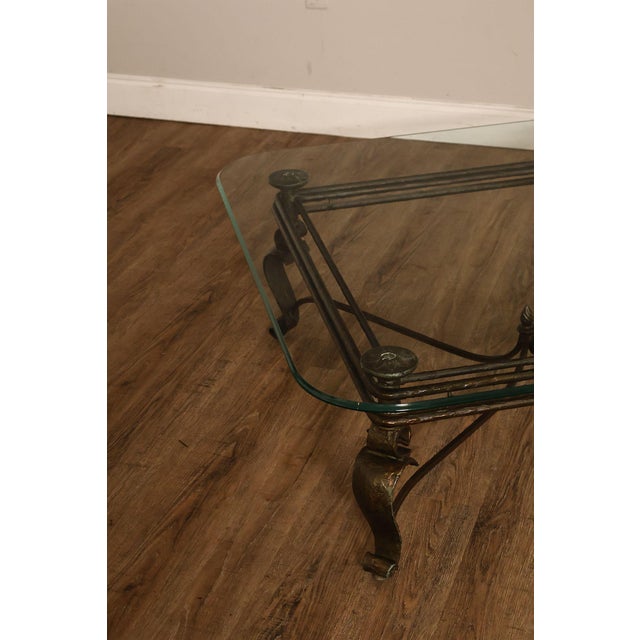 Neoclassical Style Iron And Glass Coffee Table For Sale - Image 12 of 18