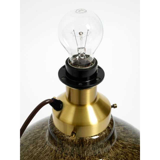 Large Illuminated Glass Table Lamp withn Dupion Silk Shade from Putzler, 1970s For Sale - Image 9 of 18