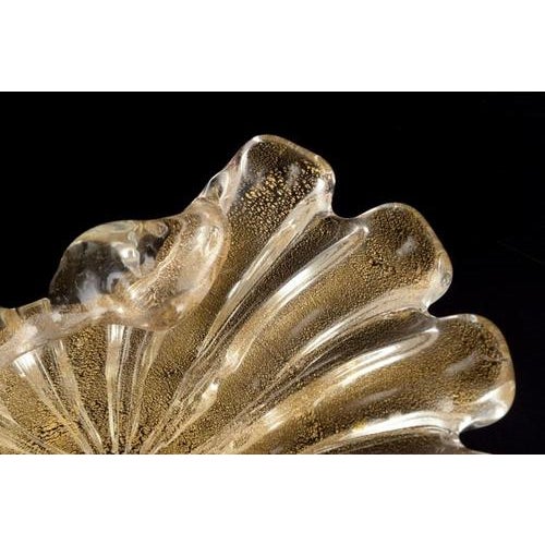 Murano Art Glass Bowl in Clear Glass with Gold Dust Inlay, 1970s For Sale - Image 6 of 9