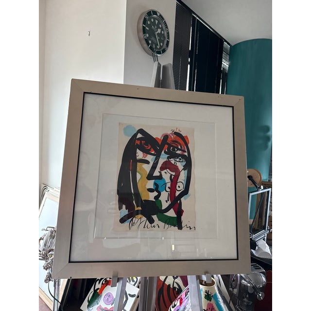 Fantastic Original Peter Keil Abstract Portrait Painting. This beautiful piece circa 1970s depicts a colorful portrait of...