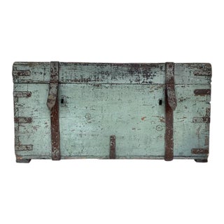 Painted Antique Pine Trunk For Sale