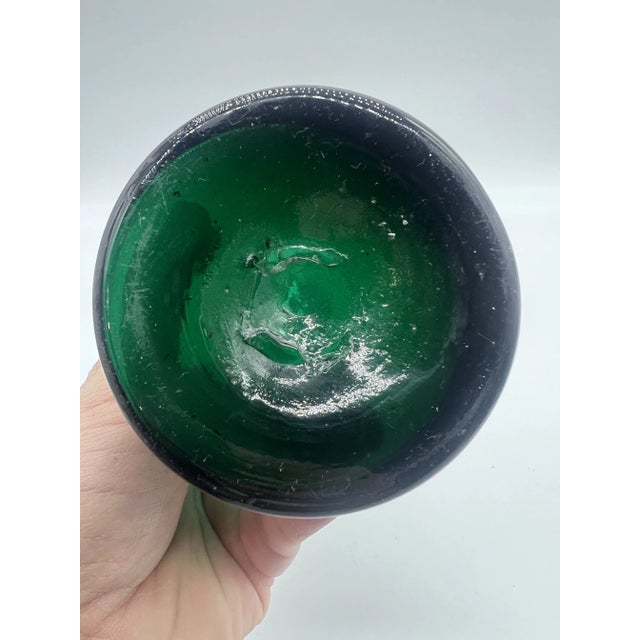 Antique Blown Dark Green Glass Hyacinth Vase, Bristol, England, Circa 1840's For Sale - Image 6 of 11