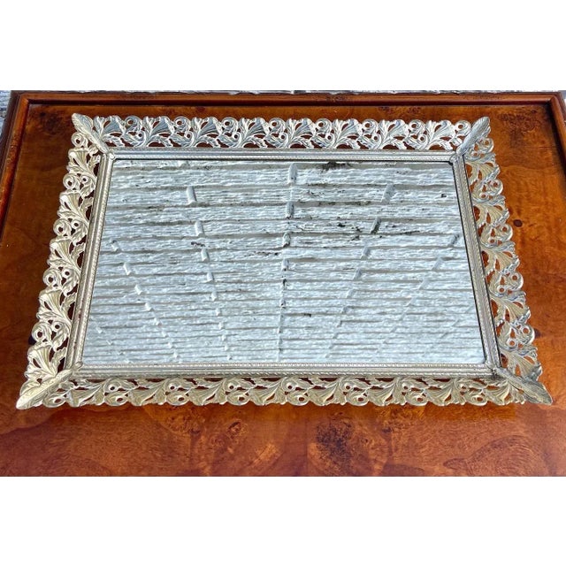 Vintage Good Filigree Vanity Mirror Tray For Sale - Image 4 of 4