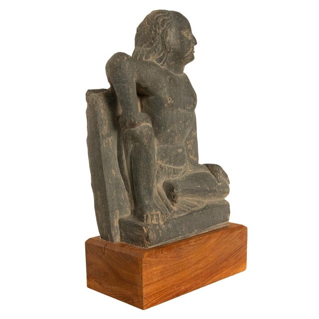 15th Century & Earlier Ancient Gandhara Buddhist Carved Schist Statue of Atlas Kushan Empire 300 Ad For Sale - Image 5 of 15