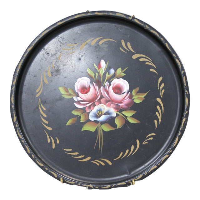 Vintage Toleware Hanging Platter For Sale