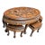 Mid-Century Hand-Carved Asian Nesting Coffee Table With 6 Stools, C. 1950s Opium Table For Sale